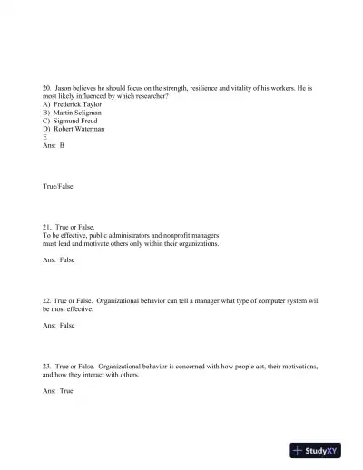 Managing Human Behavior in Public and Nonprofit Organizations Fourth Edition Test Bank - Page 7 preview image