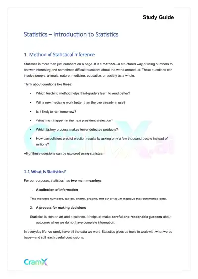 Statistics - Introduction to Statistics - Page 1 preview image