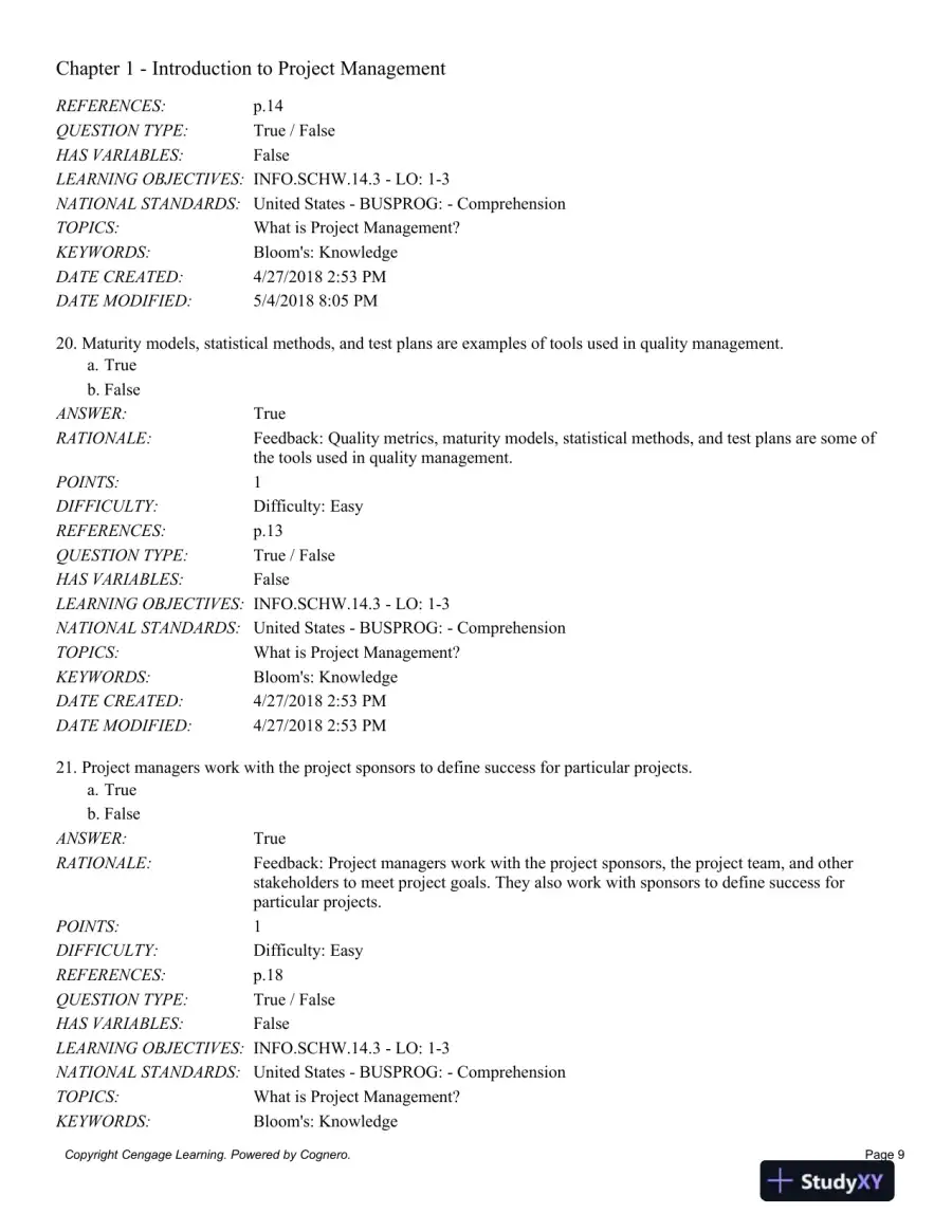Information Technology Project Management, 9th Edition Test Bank, page 10