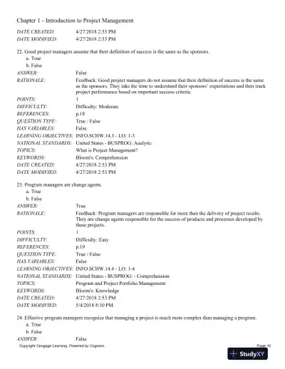 Information Technology Project Management, 9th Edition Test Bank - Page 11 preview image