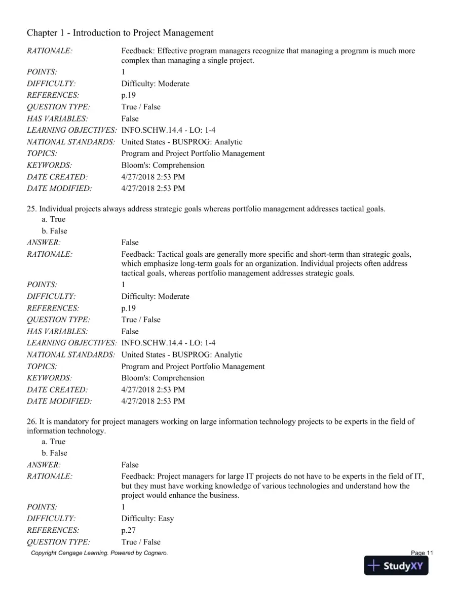 Information Technology Project Management, 9th Edition Test Bank, page 12