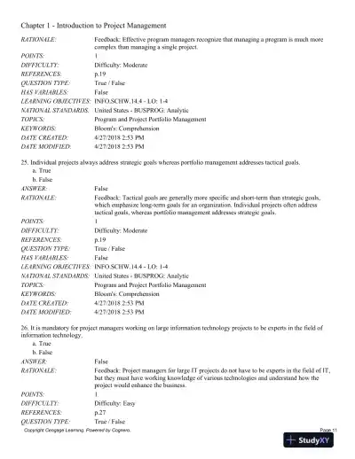 Information Technology Project Management, 9th Edition Test Bank - Page 12 preview image