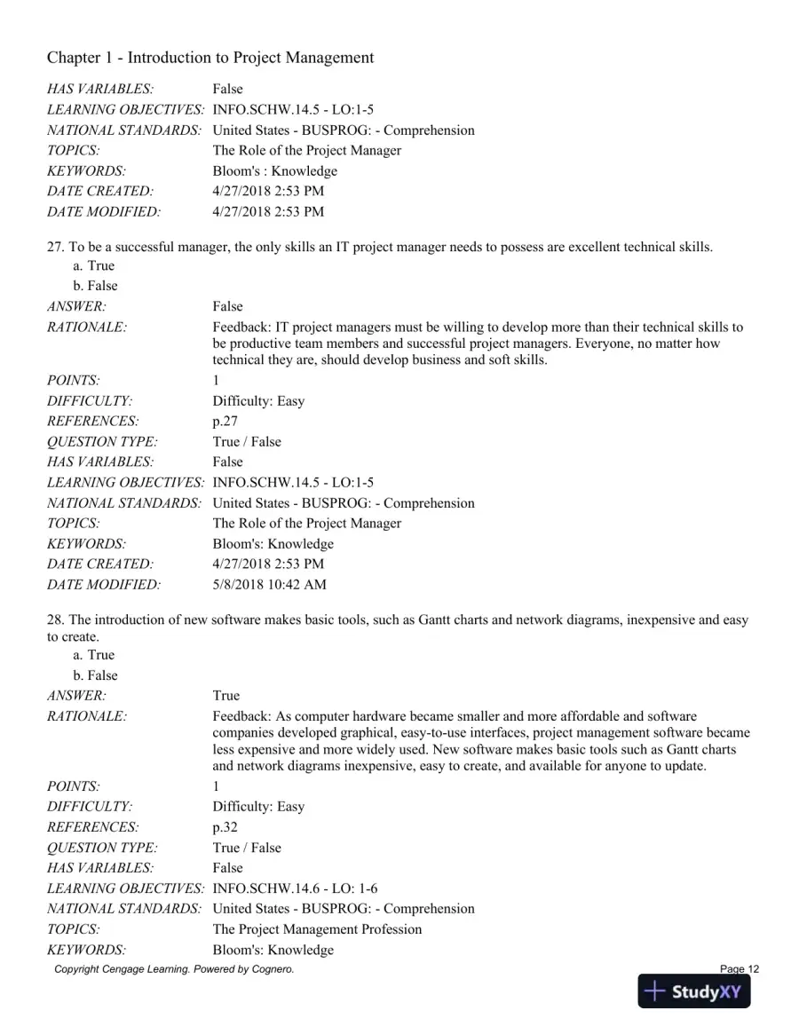 Information Technology Project Management, 9th Edition Test Bank, page 13