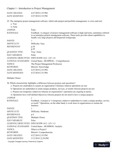 Information Technology Project Management, 9th Edition Test Bank - Page 14 preview image