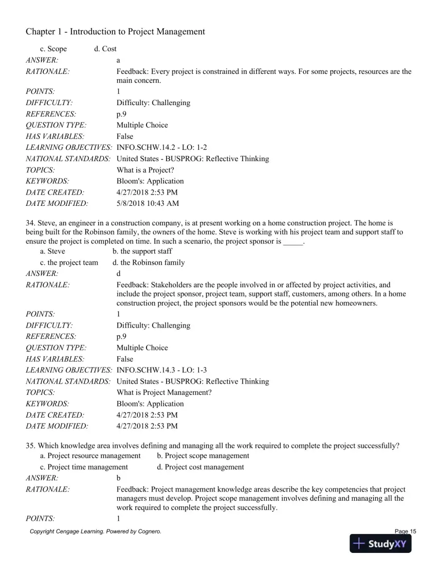 Information Technology Project Management, 9th Edition Test Bank, page 16