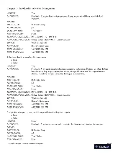 Information Technology Project Management, 9th Edition Test Bank - Page 3 preview image