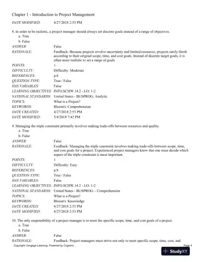 Information Technology Project Management, 9th Edition Test Bank - Page 5 preview image