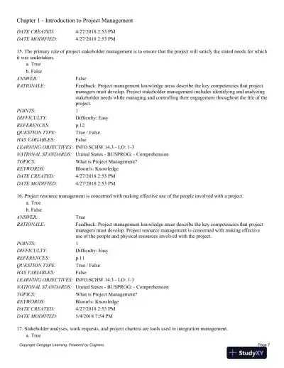 Information Technology Project Management, 9th Edition Test Bank - Page 8 preview image