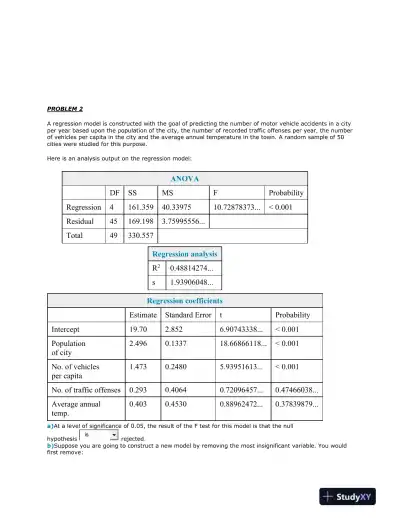 Analysis and Interpretation of Multiple Linear Regression Models - Page 3 preview image