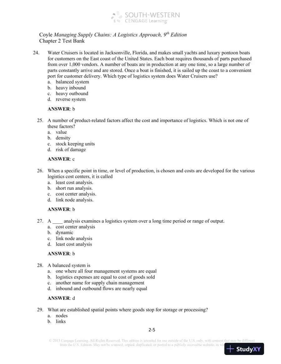 Test Bank For Supply Chain Management: A Logistics Perspective, 9th Edition, page 13