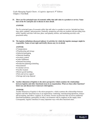 Test Bank For Supply Chain Management: A Logistics Perspective, 9th Edition - Page 15 preview image