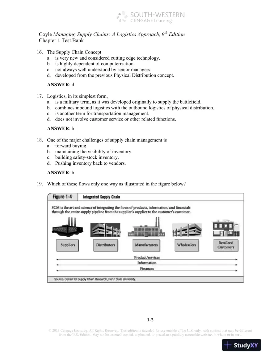 Test Bank For Supply Chain Management: A Logistics Perspective, 9th Edition, page 4
