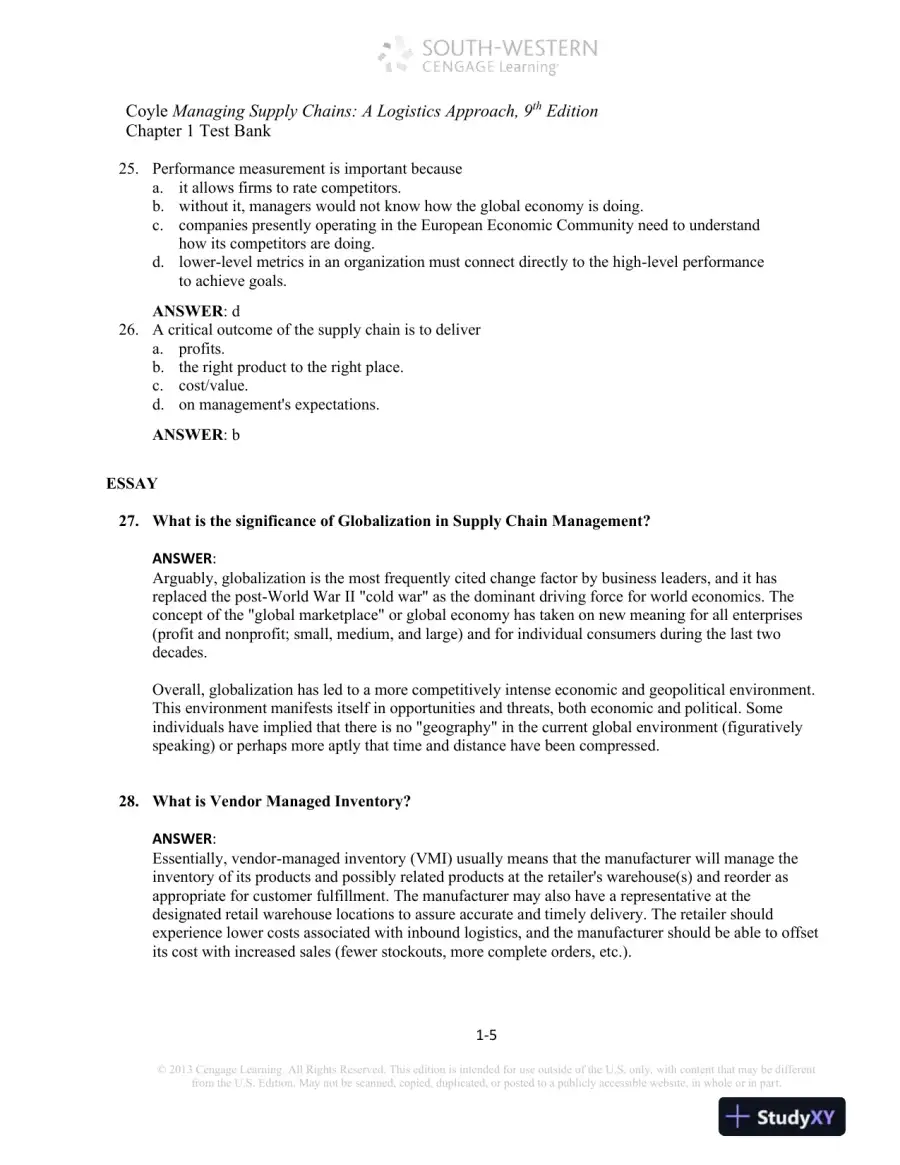Test Bank For Supply Chain Management: A Logistics Perspective, 9th Edition, page 6