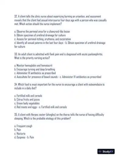 2024 HESI Medical Surgical Nursing Practice Exam With Answers (233 Solved Questions) - Page 11 preview image