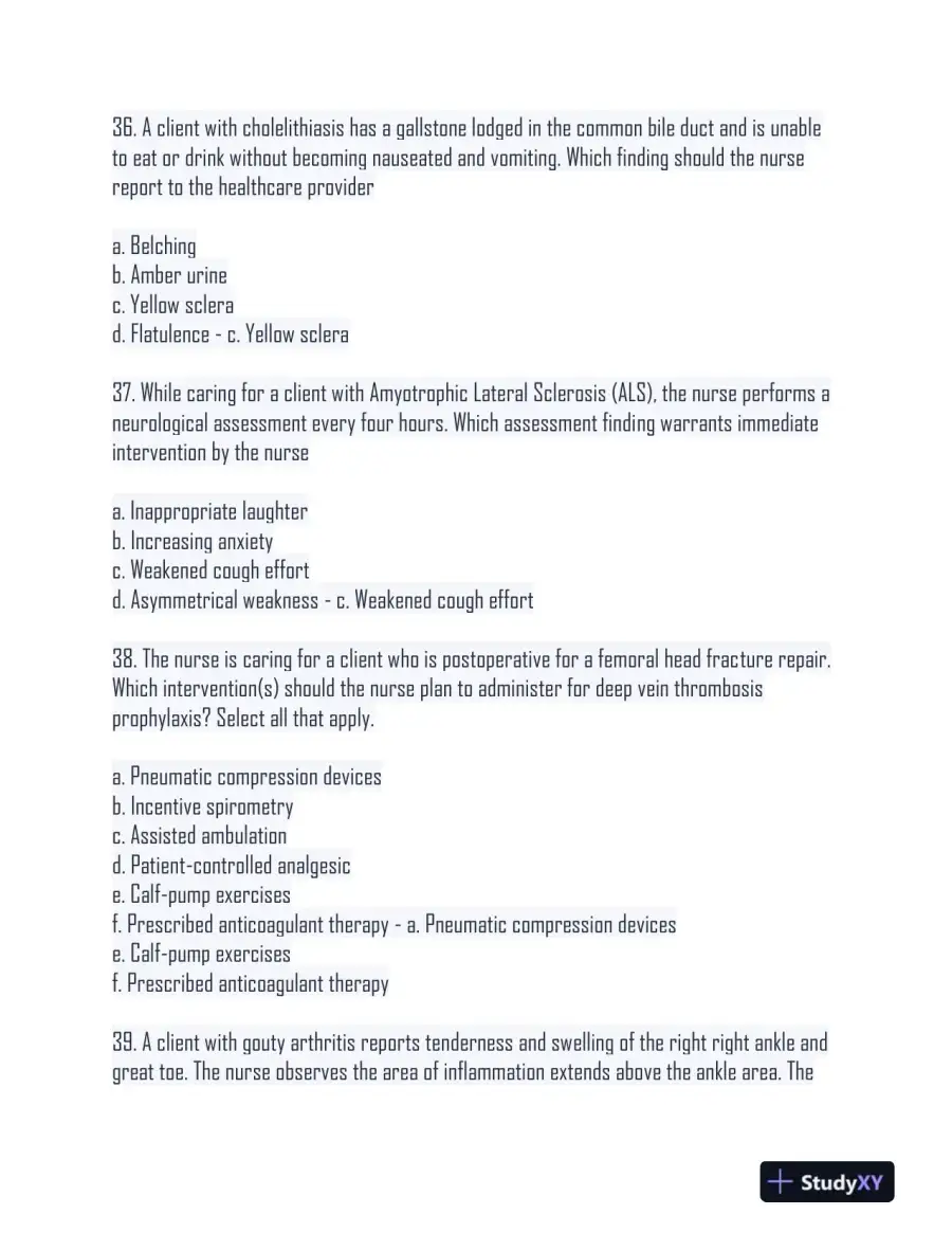 2024 HESI Medical Surgical Nursing Practice Exam With Answers (233 Solved Questions), page 12