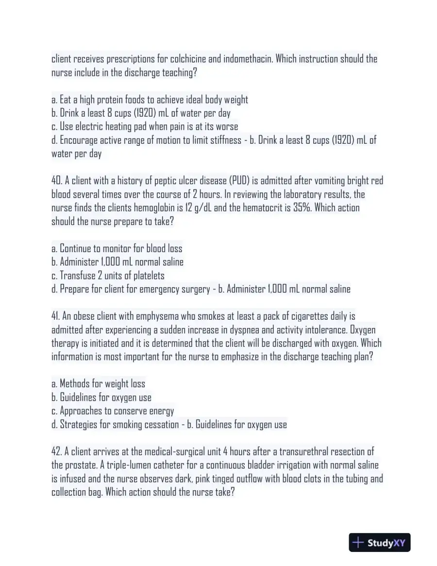 2024 HESI Medical Surgical Nursing Practice Exam With Answers (233 Solved Questions), page 13