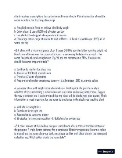 2024 HESI Medical Surgical Nursing Practice Exam With Answers (233 Solved Questions) - Page 13 preview image