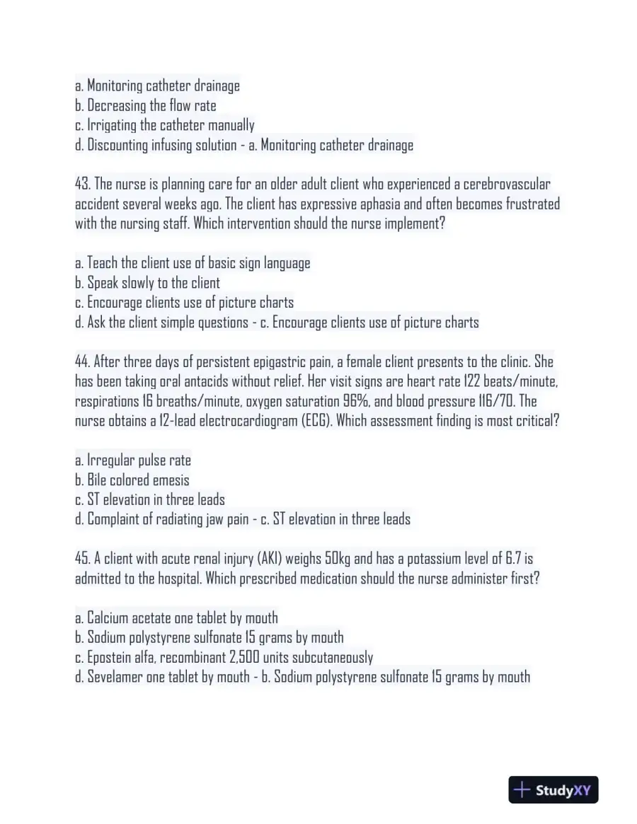 2024 HESI Medical Surgical Nursing Practice Exam With Answers (233 Solved Questions), page 14
