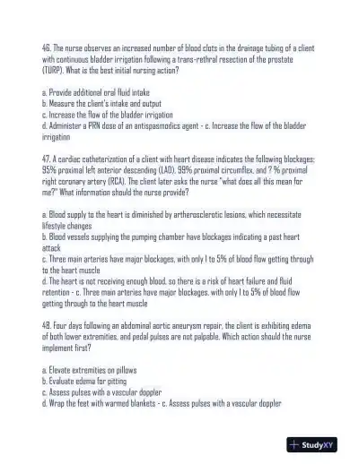 2024 HESI Medical Surgical Nursing Practice Exam With Answers (233 Solved Questions) - Page 15 preview image