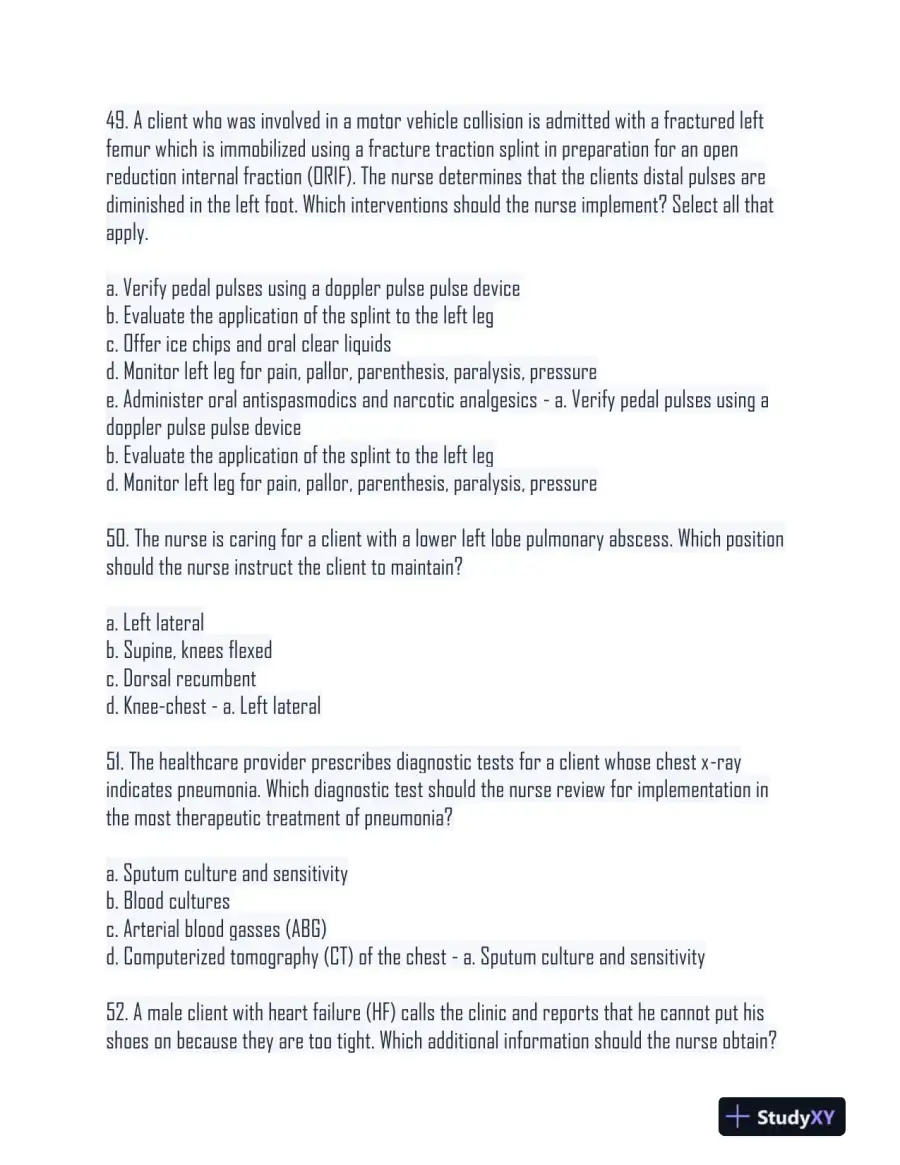 2024 HESI Medical Surgical Nursing Practice Exam With Answers (233 Solved Questions), page 16