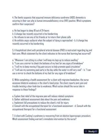 2024 HESI Medical Surgical Nursing Practice Exam With Answers (233 Solved Questions) - Page 3 preview image