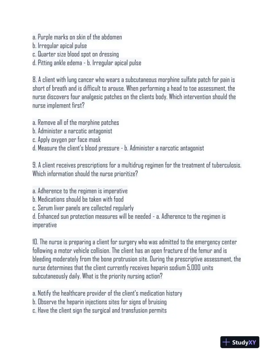 2024 HESI Medical Surgical Nursing Practice Exam With Answers (233 Solved Questions), page 4