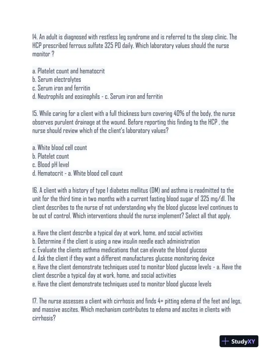2024 HESI Medical Surgical Nursing Practice Exam With Answers (233 Solved Questions), page 6