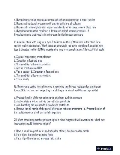 2024 HESI Medical Surgical Nursing Practice Exam With Answers (233 Solved Questions) - Page 7 preview image