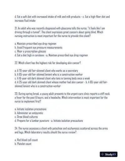 2024 HESI Medical Surgical Nursing Practice Exam With Answers (233 Solved Questions) - Page 8 preview image