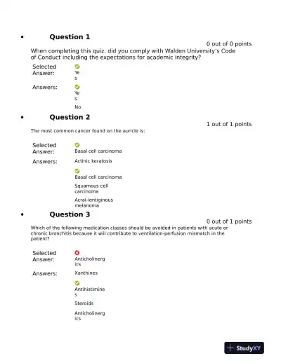NURS 6531 Pharmacology Midterm Exam With Answers (101 Solved Questions) - Page 3 preview image