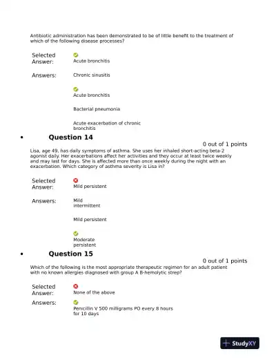 NURS 6531 Pharmacology Midterm Exam With Answers (101 Solved Questions) - Page 8 preview image