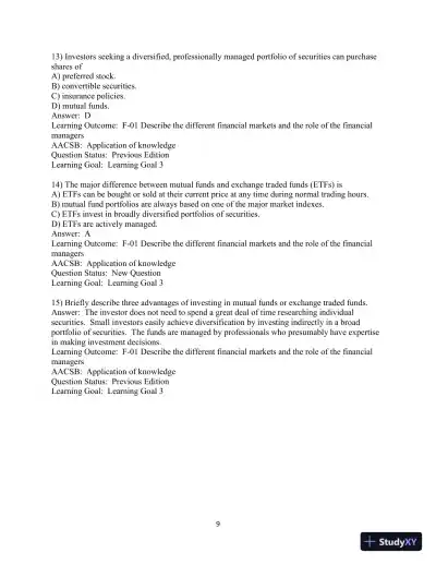 Test Bank For Fundamentals of Investing, 14th Edition - Page 10 preview image