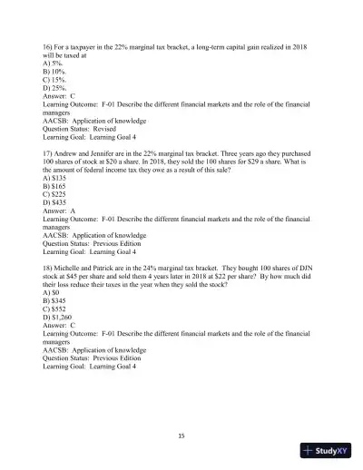 Test Bank For Fundamentals of Investing, 14th Edition - Page 16 preview image