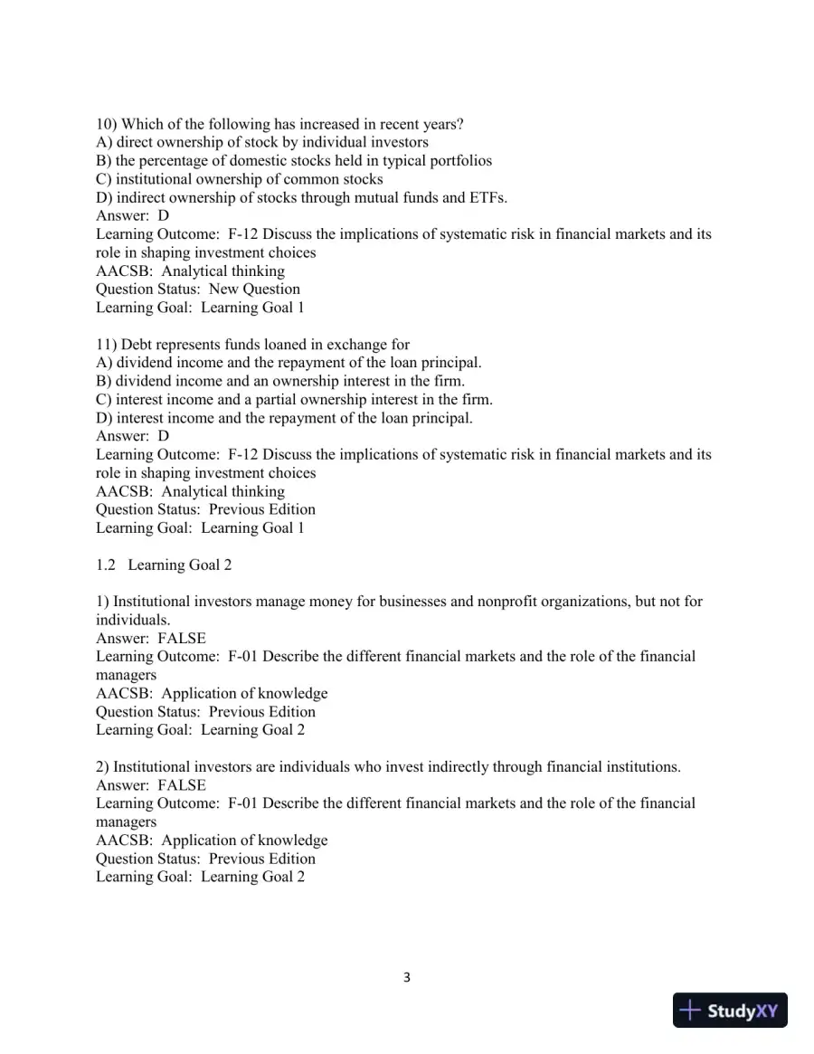 Test Bank For Fundamentals of Investing, 14th Edition, page 4