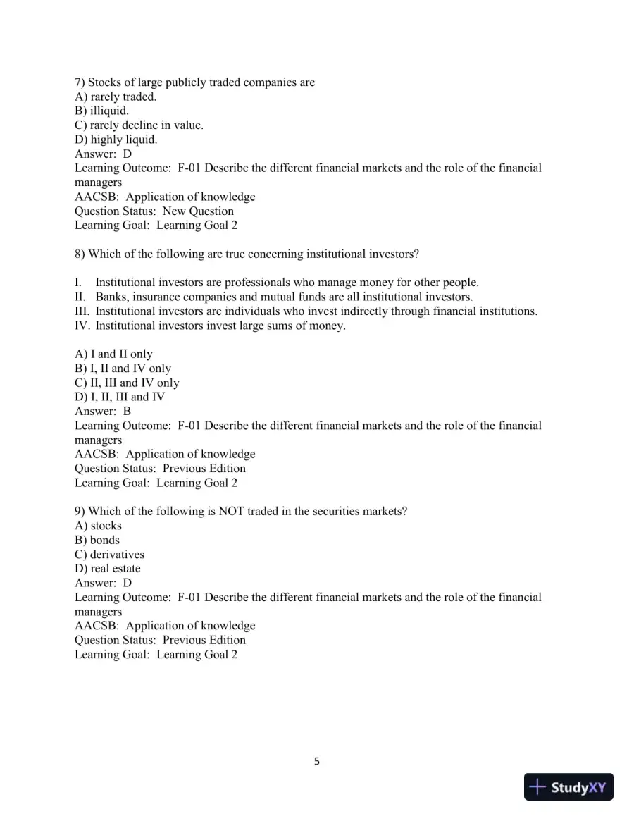 Test Bank For Fundamentals of Investing, 14th Edition, page 6