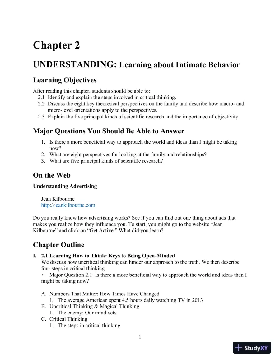 Class Notes for Marriages, Families, and Intimate Relationships, 4th Edition, page 19