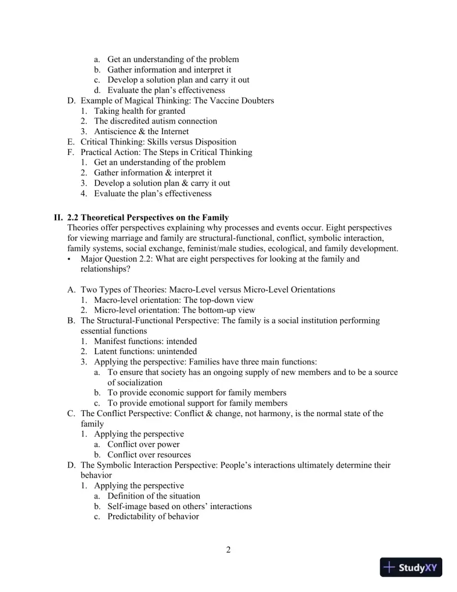 Class Notes for Marriages, Families, and Intimate Relationships, 4th Edition, page 20