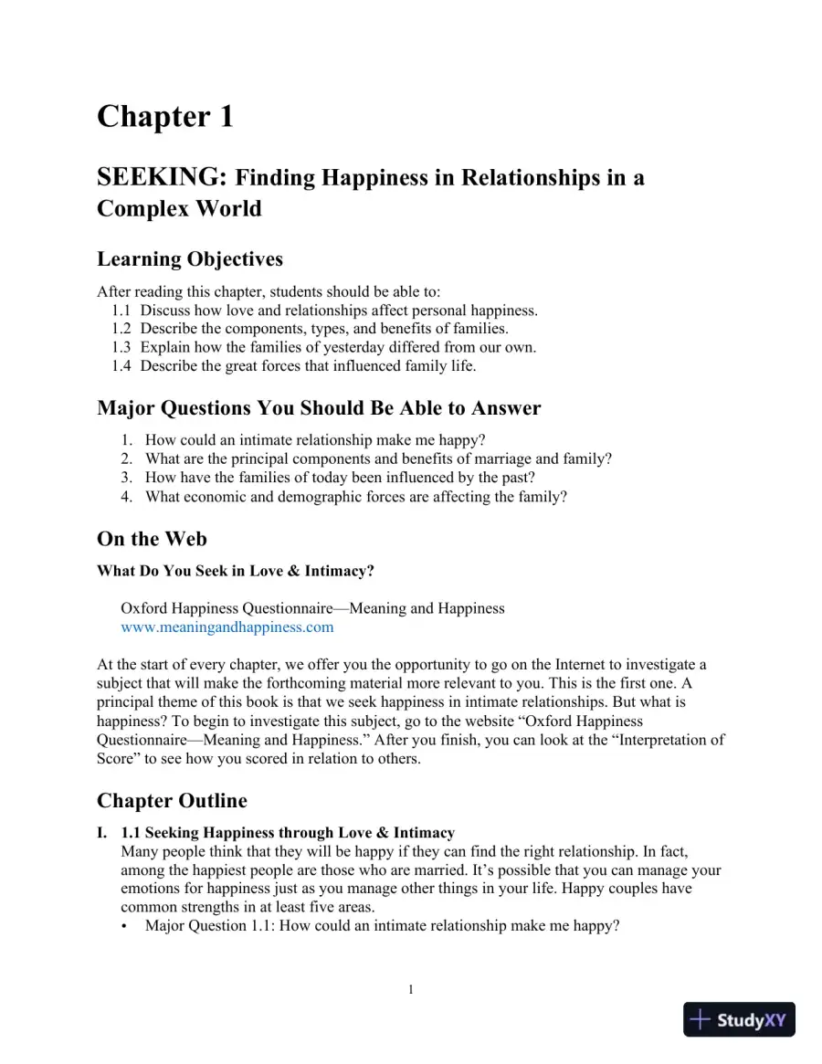 Class Notes for Marriages, Families, and Intimate Relationships, 4th Edition, page 4
