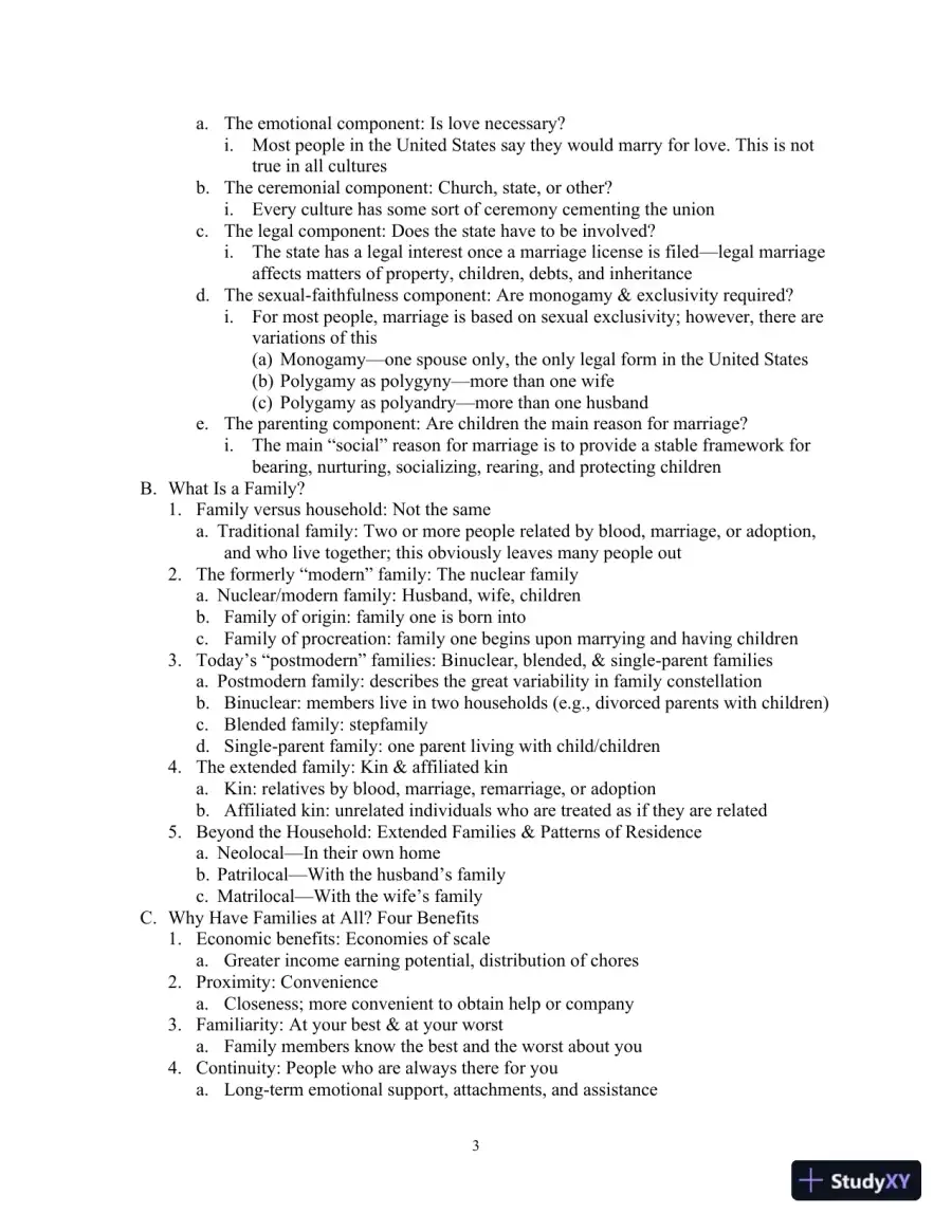 Class Notes for Marriages, Families, and Intimate Relationships, 4th Edition, page 6