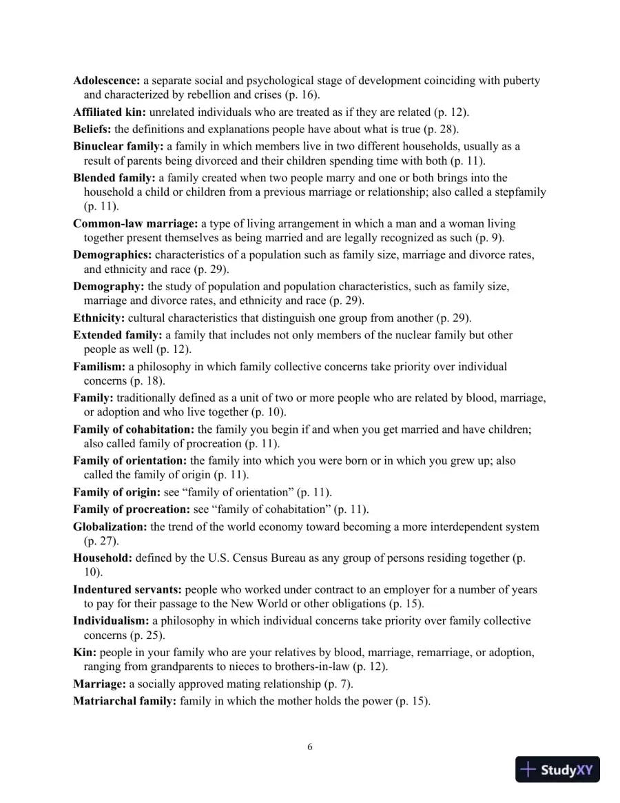 Class Notes for Marriages, Families, and Intimate Relationships, 4th Edition, page 9