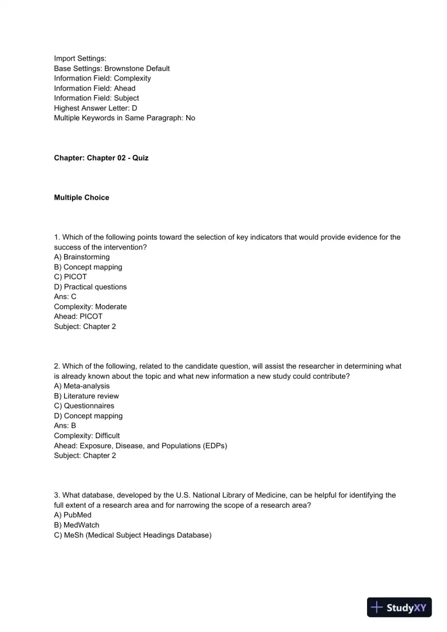 Clinical and Population Health Research Practice Exam with Answers (73 Solved Questions), page 4