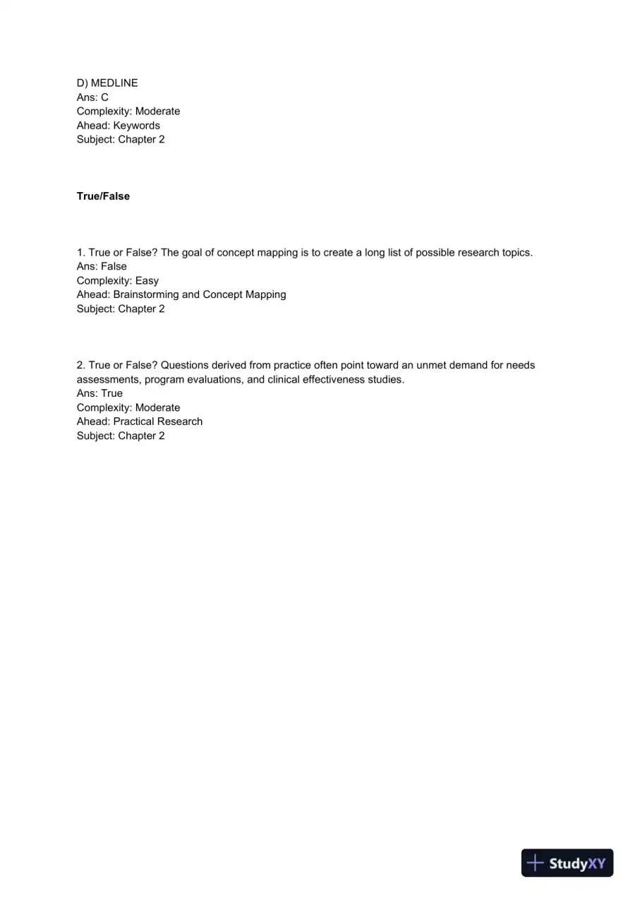 Clinical and Population Health Research Practice Exam with Answers (73 Solved Questions), page 5