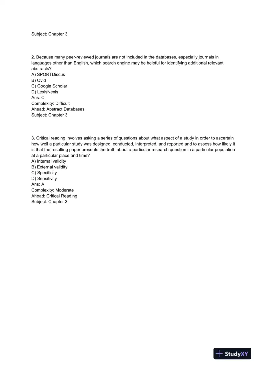 Clinical and Population Health Research Practice Exam with Answers (73 Solved Questions), page 7