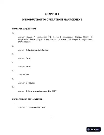 Operations Management, (Mcgraw-hill Education Operations and Decision Sciences) 1st Edition Solution Manual - Page 1 preview image