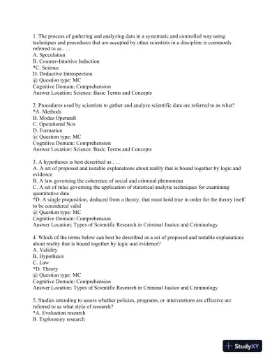 Statistics for Criminology and Criminal Justice Second Edition Test Bank - Page 1 preview image