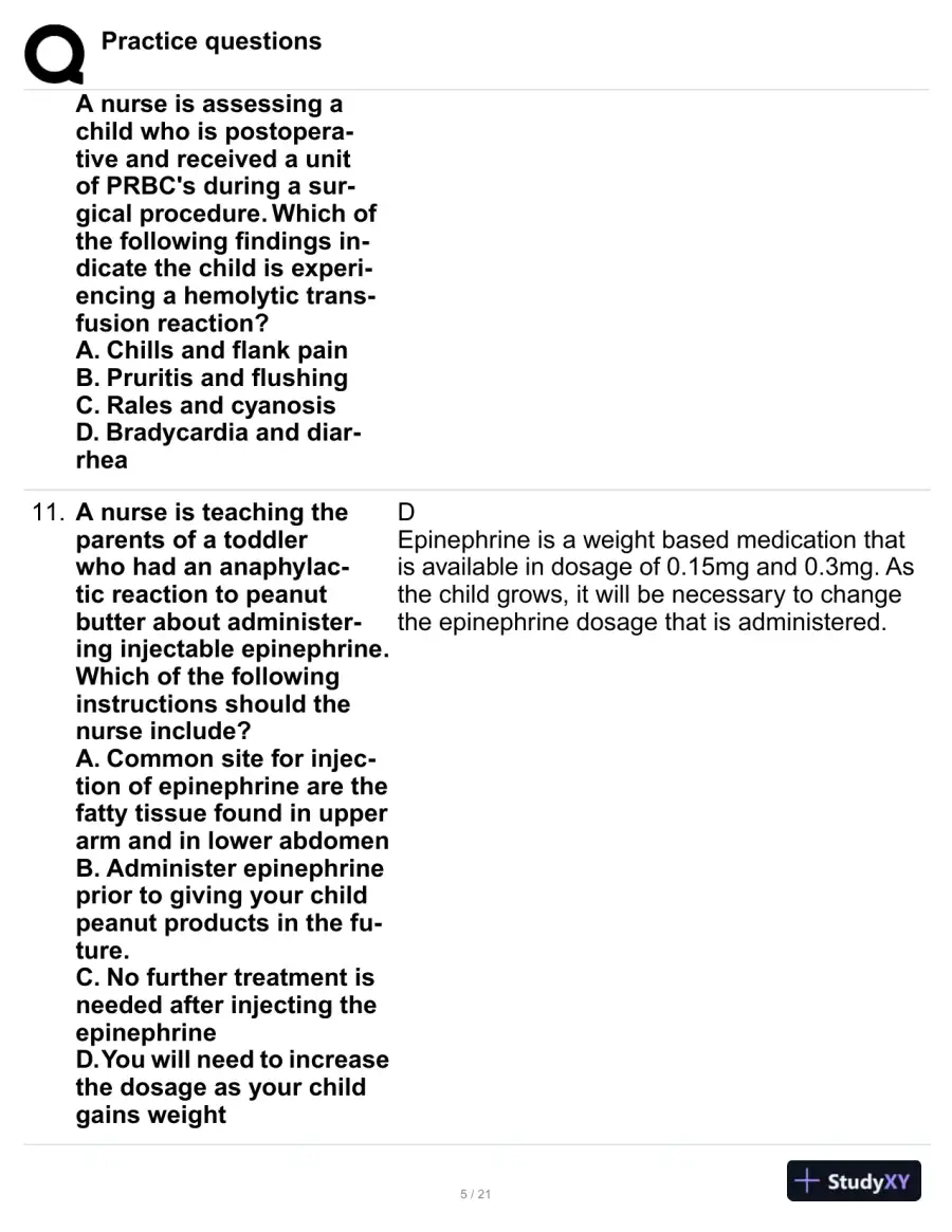 Maternal New Born Practice Exam Question with Answers (47 Solved Questions), page 6