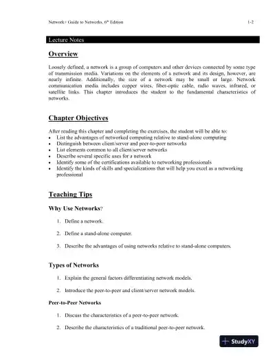 Network+ Guide To Networks, 6th Edition Class Notes - Page 3 preview image