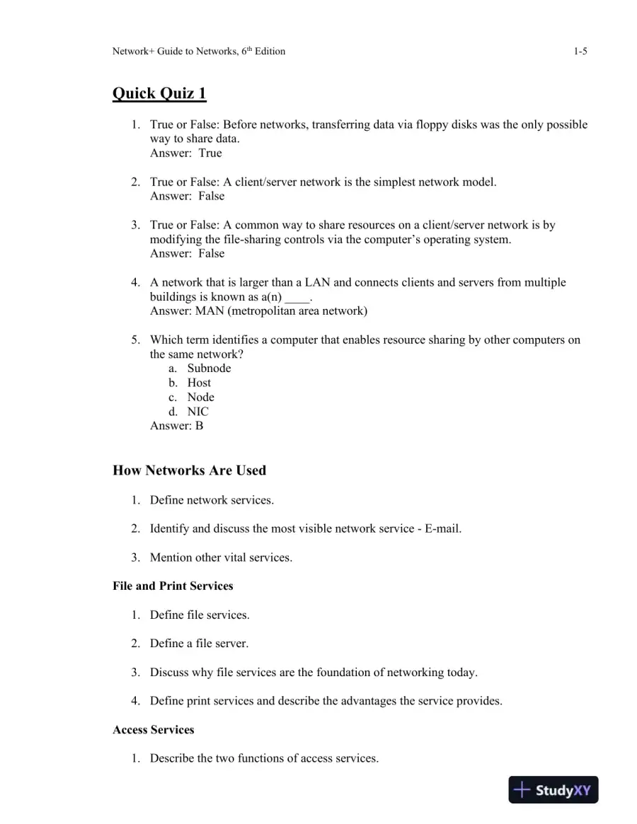 Network+ Guide To Networks, 6th Edition Class Notes, page 6