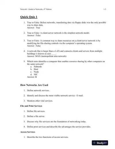 Network+ Guide To Networks, 6th Edition Class Notes - Page 6 preview image