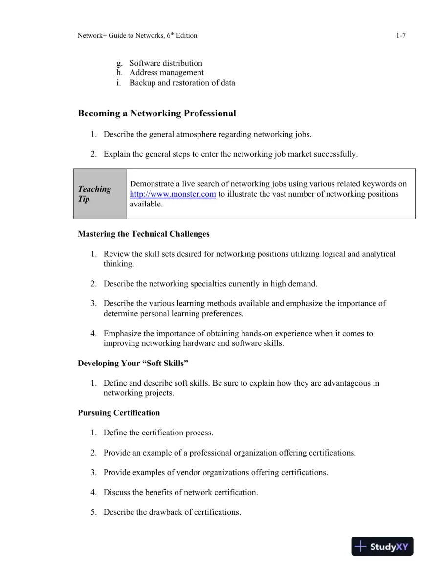 Network+ Guide To Networks, 6th Edition Class Notes, page 8